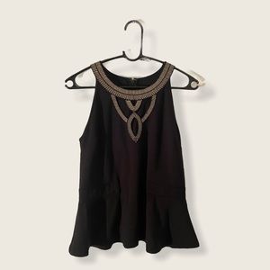 New York & Company Black with Gold Trim Top